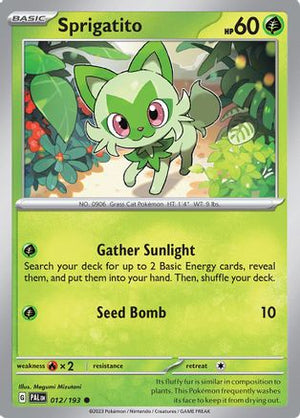 Sprigatito 012/193  - Reverse Holofoil SV02 Paldea Evolved - Common
