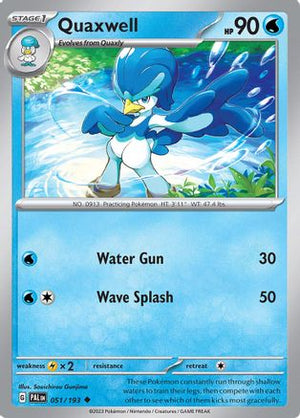 Quaxwell 051/193  - Reverse Holofoil SV02 Paldea Evolved - Uncommon