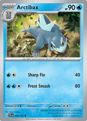Arctibax 059/193  - Reverse Holofoil SV02 Paldea Evolved - Uncommon