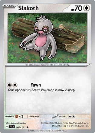 Slakoth 160/193  - Reverse Holofoil SV02 Paldea Evolved - Common
