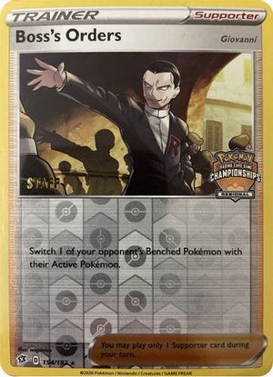 Boss's Orders (Regional Championships) [Staff] 154/192  - Reverse Holofoil League & Championship Cards - Promo