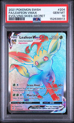 PSA 10 Leafeon VMAX 204/203 - SWSH Evolving Skies (8913)