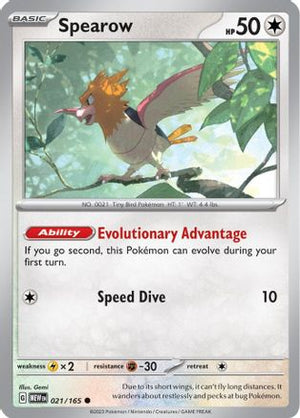 Spearow 021/165  - Reverse Holofoil SV Scarlet & Violet 151 - Common