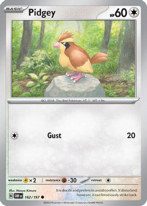Pidgey 162/197  - Reverse Holofoil SV03 Obsidian Flames - Common