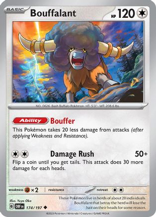 Bouffalant 174/197  - Reverse Holofoil SV03 Obsidian Flames - Uncommon
