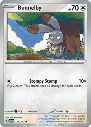 Bunnelby 175/197  - Reverse Holofoil SV03 Obsidian Flames - Common