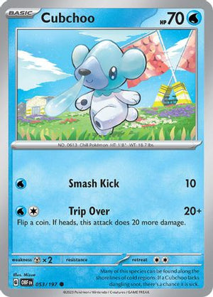 Cubchoo 053/197  - Reverse Holofoil SV03 Obsidian Flames - Common