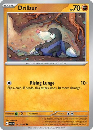 Drilbur 111/197  - Reverse Holofoil SV03 Obsidian Flames - Common