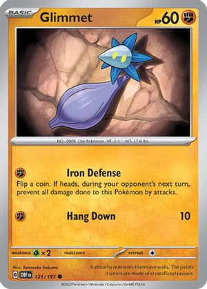 Glimmet 121/197  - Reverse Holofoil SV03 Obsidian Flames - Common