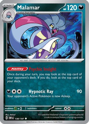 Malamar 138/197  SV03 Obsidian Flames - Uncommon