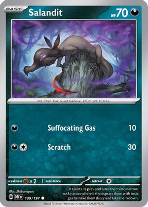 Salandit 139/197  - Reverse Holofoil SV03 Obsidian Flames - Common