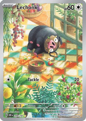 Lechonk 209/197  - Holofoil SV03 Obsidian Flames - Illustration Rare