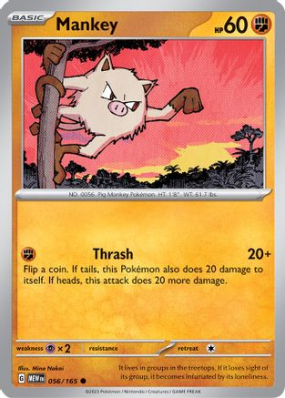 Mankey 056/165  - Reverse Holofoil SV Scarlet & Violet 151 - Common