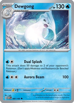 Dewgong 087/165  - Reverse Holofoil SV Scarlet & Violet 151 - Uncommon