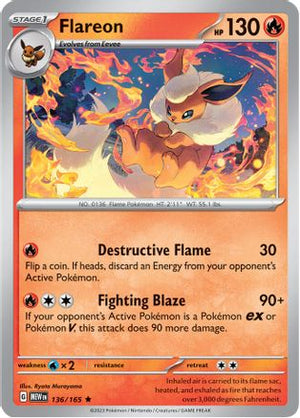 Flareon 136/165  - Holofoil SV Scarlet & Violet 151 - Rare