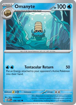 Omanyte 138/165  - Reverse Holofoil SV Scarlet & Violet 151 - Uncommon