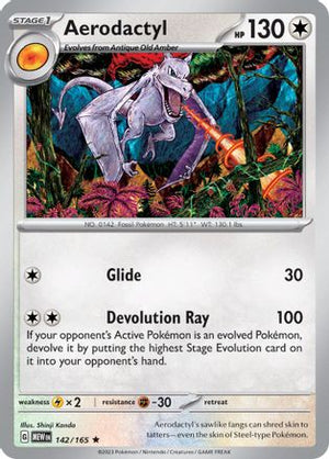 Aerodactyl 142/165  - Reverse Holofoil SV Scarlet & Violet 151 - Rare
