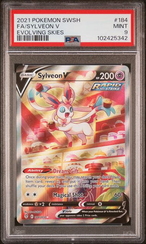 PSA 9 Sylveon V #184- Evolving Skies (5342)