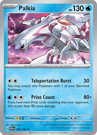 Palkia 040/182  - Reverse Holofoil SV04 Paradox Rift - Rare