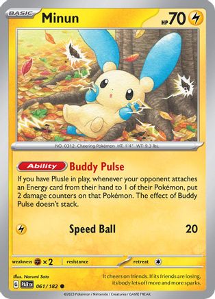 Minun 061/182  - Reverse Holofoil SV04 Paradox Rift - Common