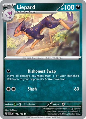 Liepard 115/182  - Reverse Holofoil SV04 Paradox Rift - Common