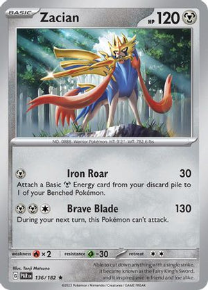 Zacian 136/182  - Reverse Holofoil SV04 Paradox Rift - Rare