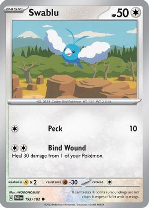 Swablu 152/182  - Reverse Holofoil SV04 Paradox Rift - Common