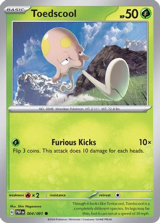 Toedscool 004/091  - Reverse Holofoil SV Paldean Fates - Common