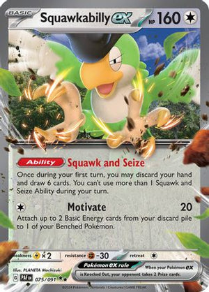 Squawkabilly ex 075/091  - Holofoil SV Paldean Fates - Double Rare