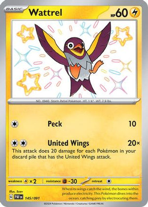 Wattrel 145/091  - Holofoil SV Paldean Fates - Shiny Rare