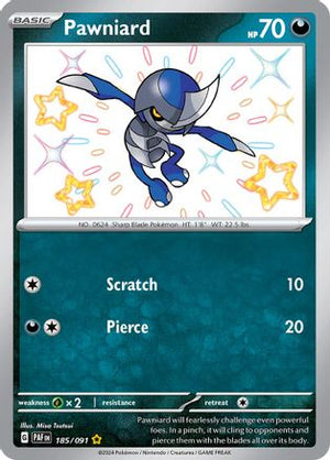 Pawniard 185/091  - Holofoil SV Paldean Fates - Shiny Rare