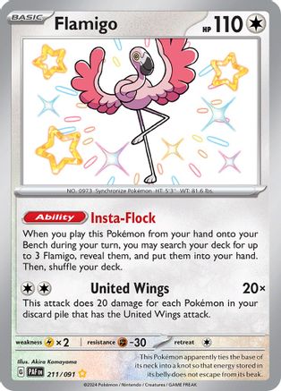 Flamigo 211/091  - Holofoil SV Paldean Fates - Shiny Rare