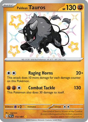 Paldean Tauros 172/091  - Holofoil SV Paldean Fates - Shiny Rare