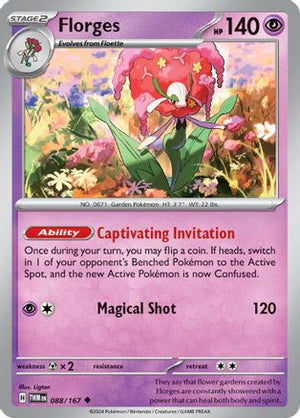 Florges 088/167  - Reverse Holofoil SV06 Twilight Masquerade - Uncommon