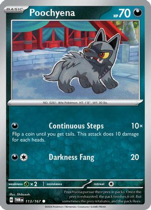 Poochyena 113/167  - Reverse Holofoil SV06 Twilight Masquerade - Common