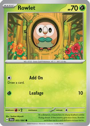 Rowlet 003/064  - Reverse Holofoil SV Shrouded Fable - Common