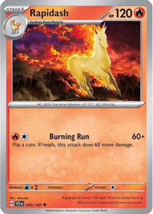 Rapidash 020/142  - Reverse Holofoil SV07 Stellar Crown - Uncommon