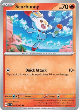 Scorbunny 026/142  - Reverse Holofoil SV07 Stellar Crown - Common