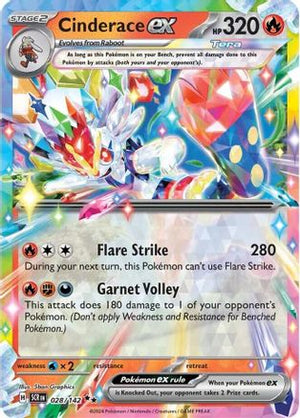 Cinderace ex 028/142  - Holofoil SV07 Stellar Crown - Double Rare