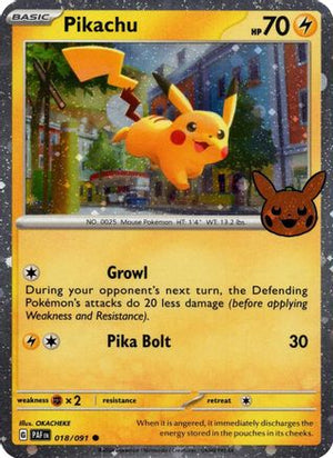 Pikachu (Cosmos Holo) 018/091  - Holofoil Trick or Trade BOOster Bundle 2024 - Holo Rare