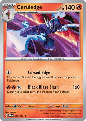 Ceruledge 035/191  - Reverse Holofoil SV08 Surging Sparks - Uncommon