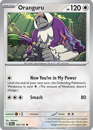 Oranguru 156/191  - Reverse Holofoil SV08 Surging Sparks - Common