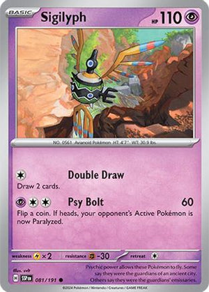 Sigilyph 081/191  - Reverse Holofoil SV08 Surging Sparks - Common