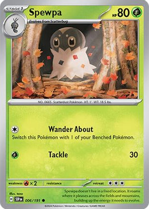 Spewpa 006/191  - Reverse Holofoil SV08 Surging Sparks - Common
