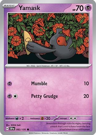 Yamask 082/191  - Reverse Holofoil SV08 Surging Sparks - Common