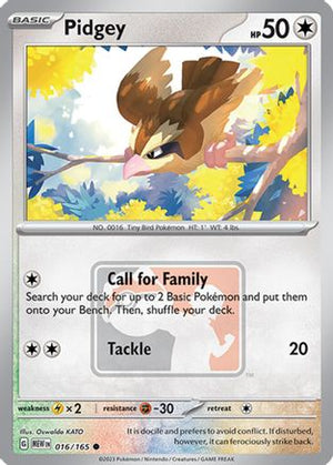 Pidgey (League Promo) 016/165  - Reverse Holofoil League & Championship Cards - Common