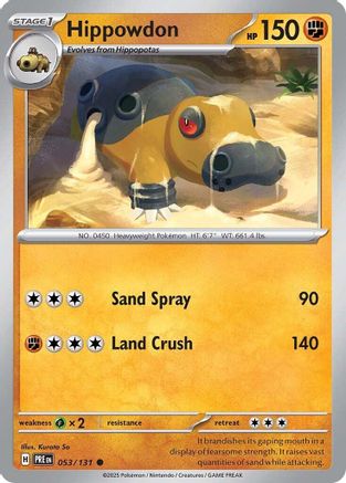 Hippowdon 053/131  - Reverse Holofoil SV Prismatic Evolutions - Common