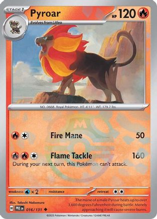 Pyroar (Master Ball Pattern) 016/131  - Holofoil SV Prismatic Evolutions - Uncommon