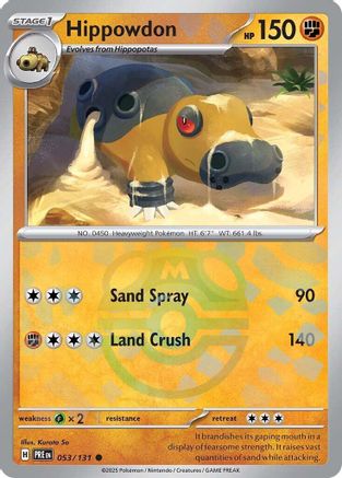 Hippowdon (Master Ball Pattern) 053/131  - Holofoil SV Prismatic Evolutions - Common