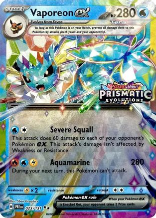 SEALED Vaporeon ex (Prismatic Evolutions Stamp) 023/131 - Holofoil Miscellaneous Cards & Products - Promo